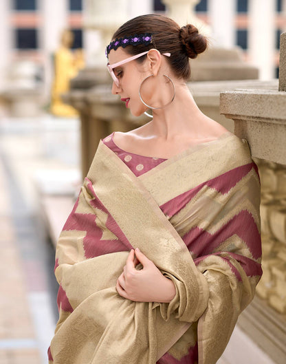 Dusty Rose Pink Cotton Linen Woven Saree