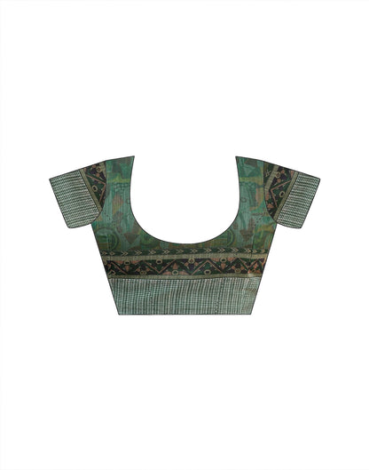 Ready To Wear Multicoloured Linen Printed Embroidery Border Saree