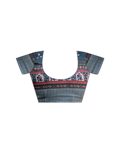 Ready To Wear Multicoloured Linen Printed Embroidery Border Saree