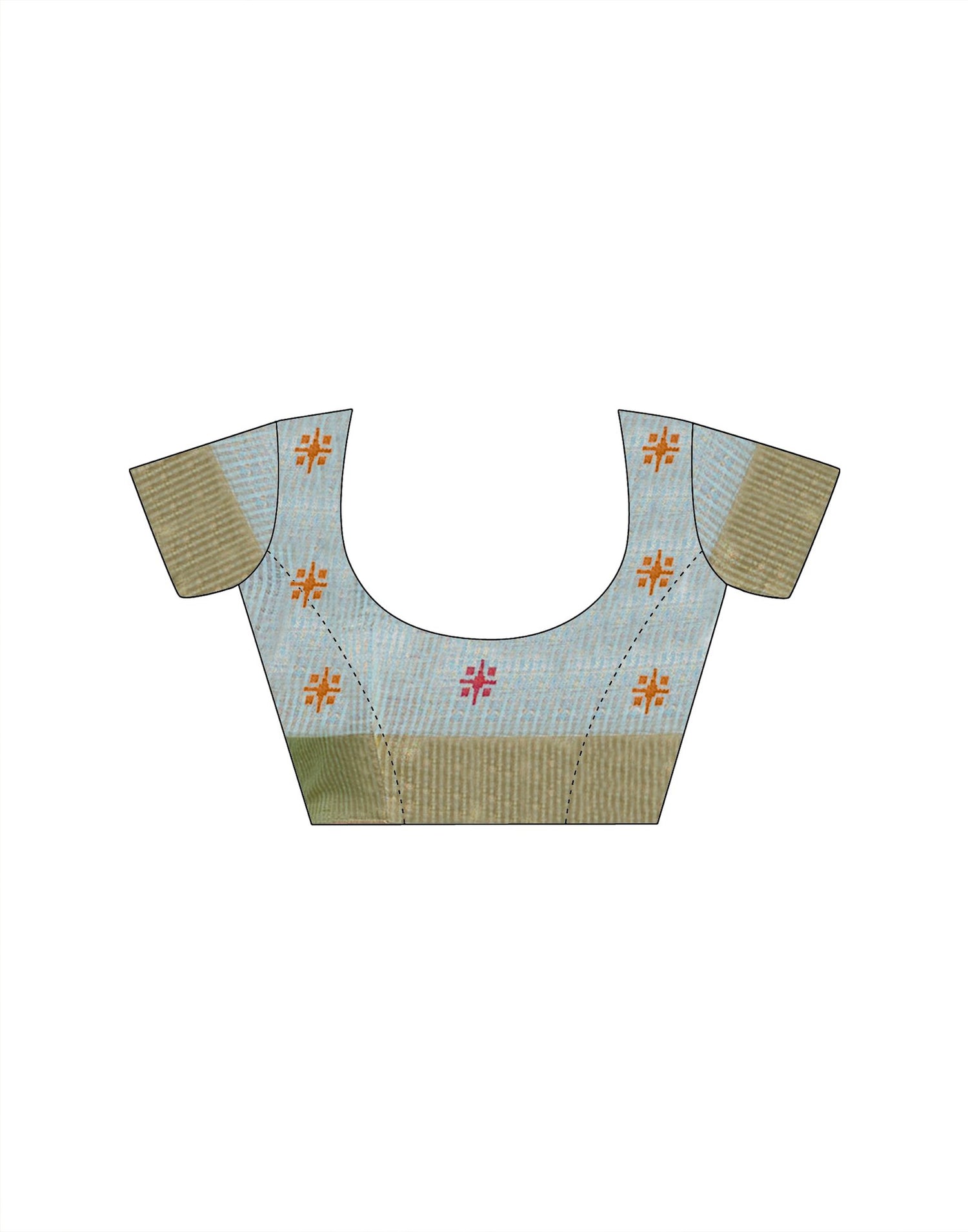 Light Blue Linen Silk Woven Printed Saree