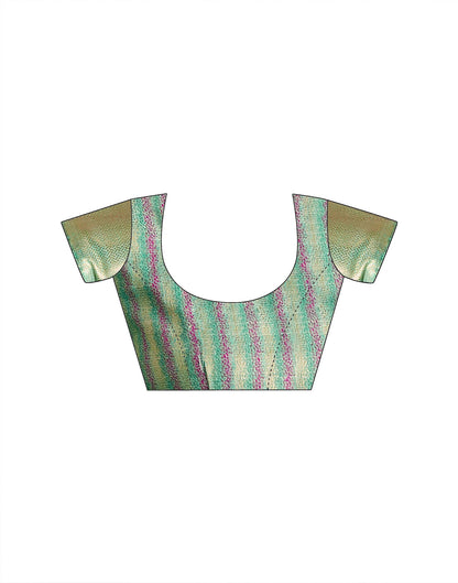 Mint Green Linen Silk Woven Printed Saree