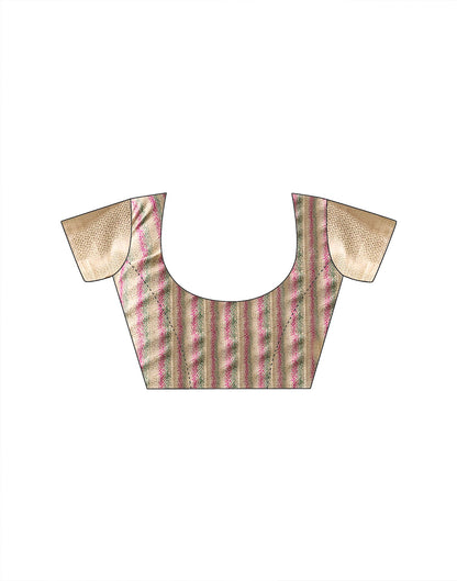 Beige Linen Silk Woven Printed Saree