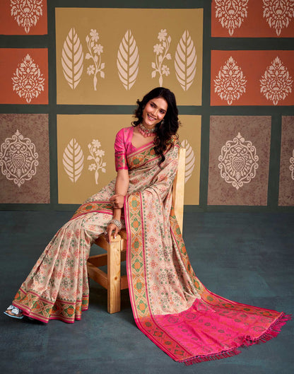 Off White Silk Woven Patola Saree