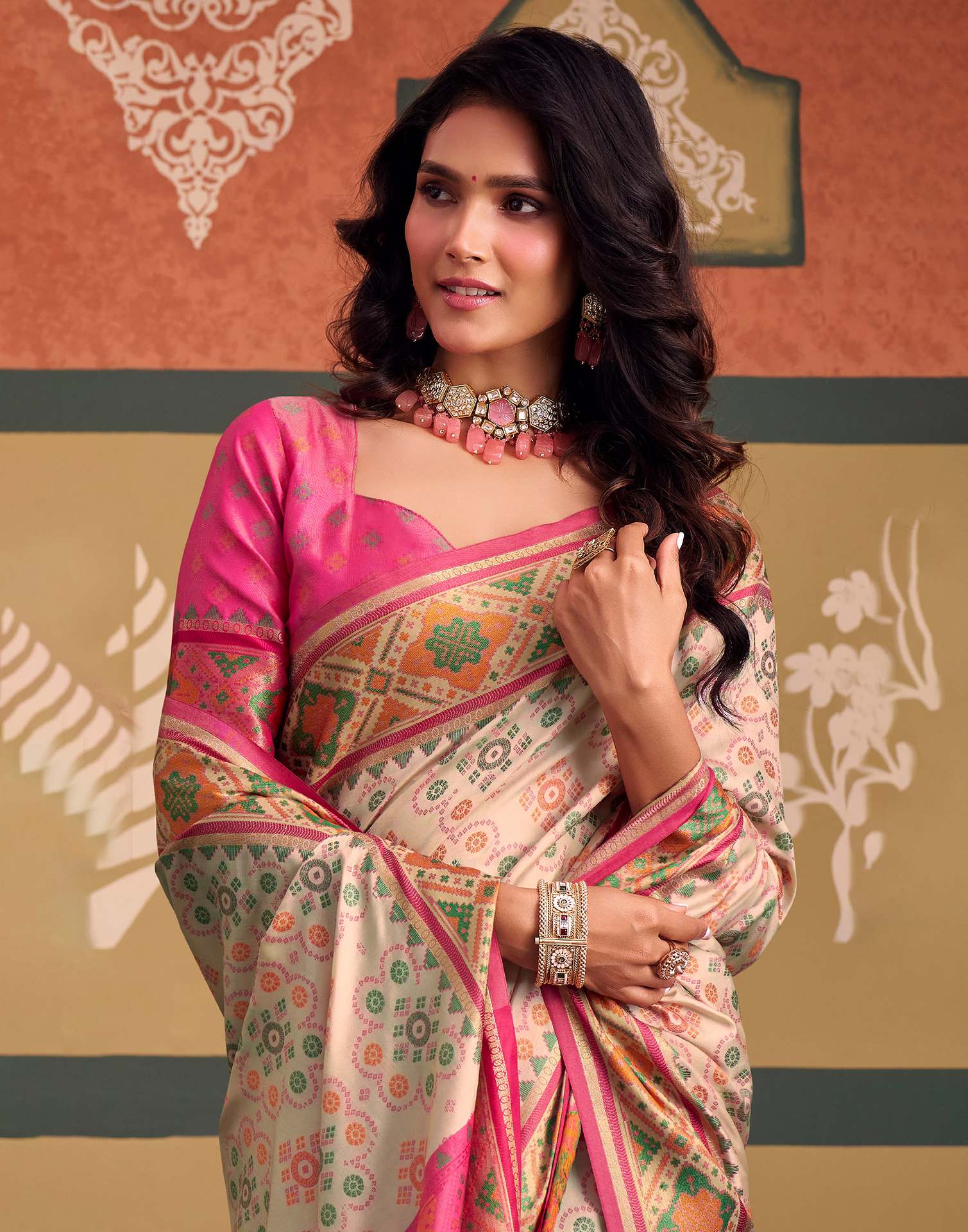 Off White Silk Woven Patola Saree