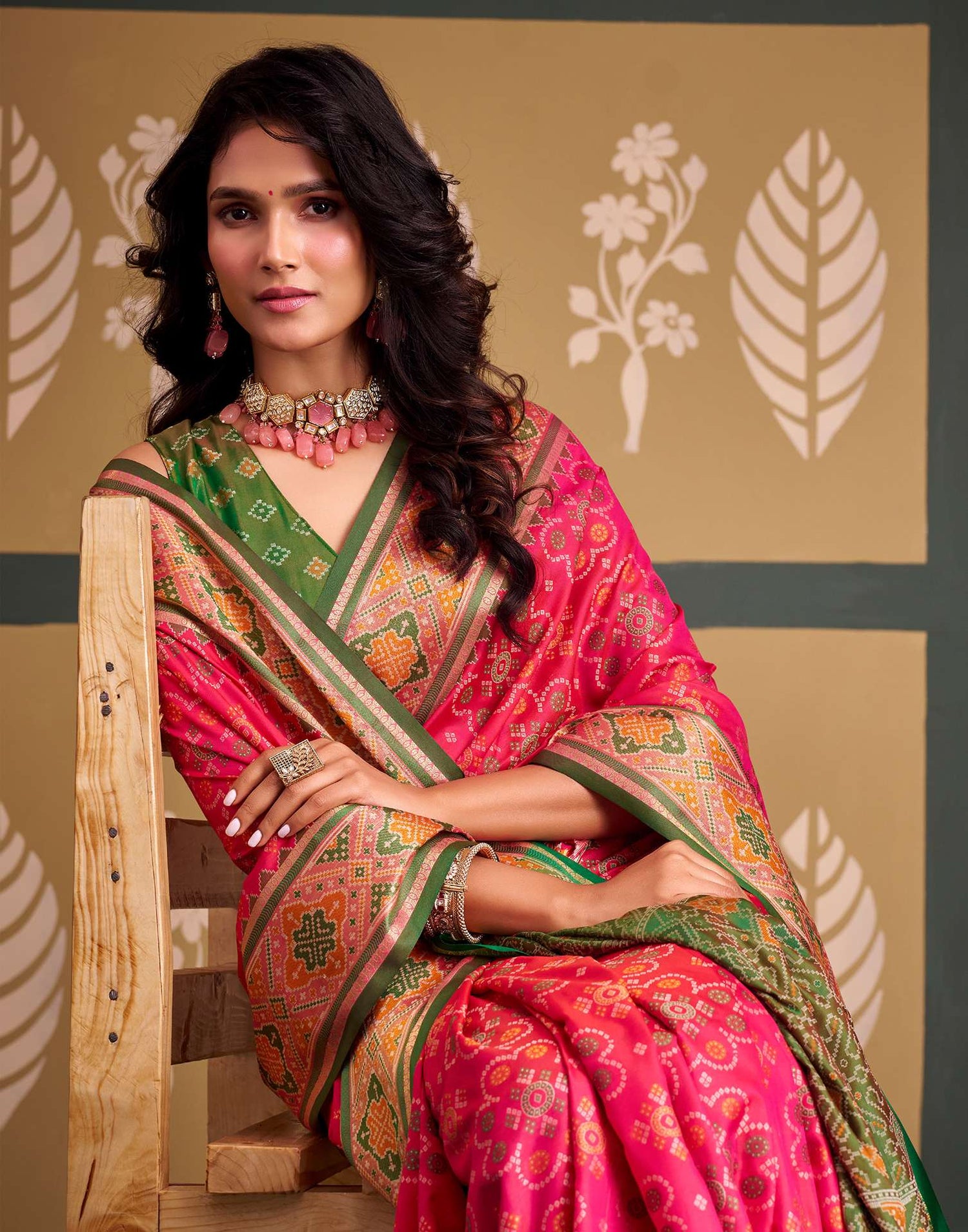 Pink Silk Woven Patola Saree