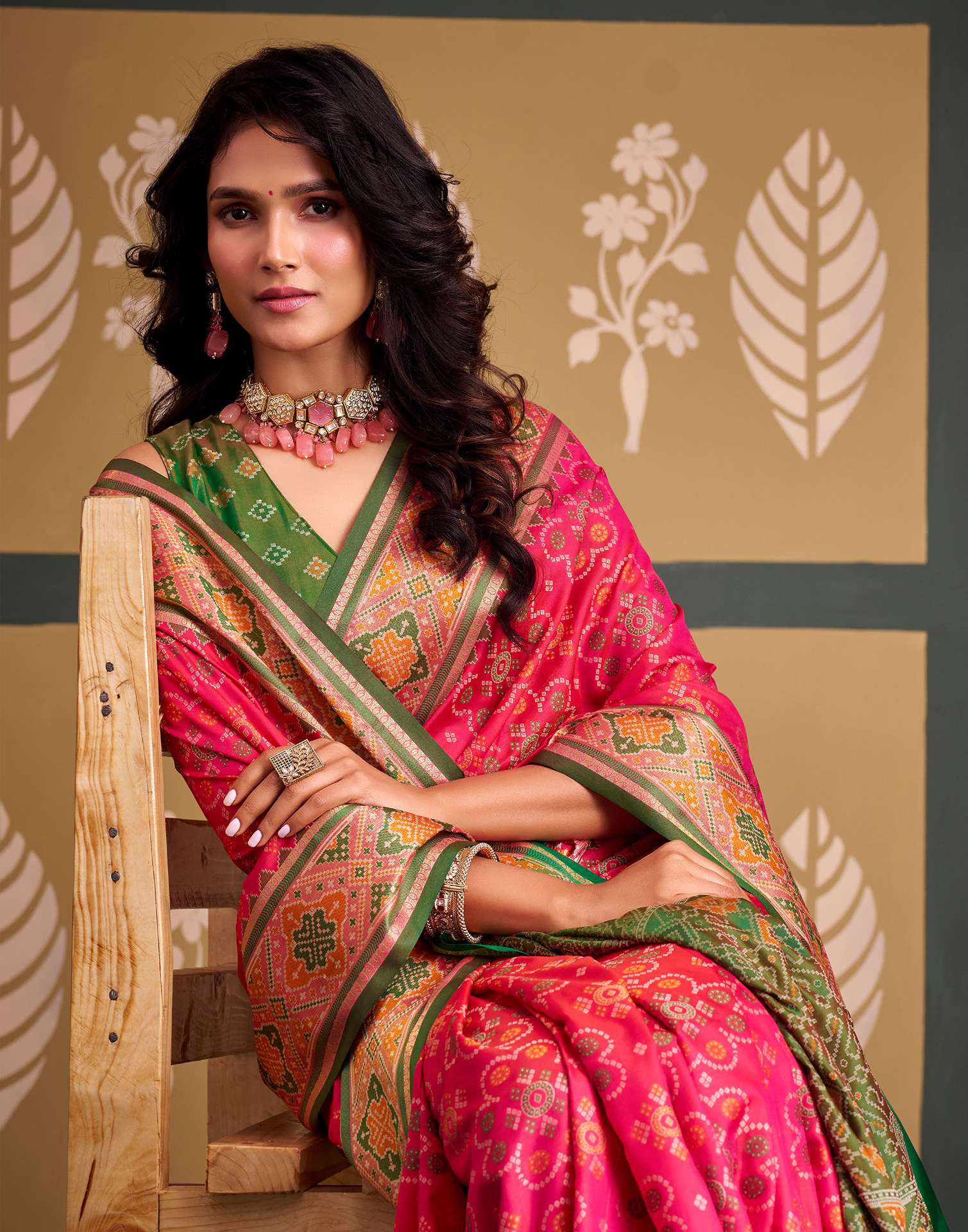 Pink Silk Woven Patola Saree