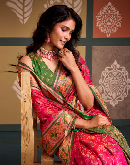 Pink Silk Woven Patola Saree