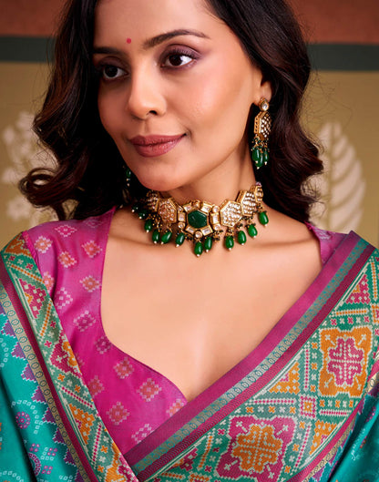 Teal Blue Silk Woven Patola Saree