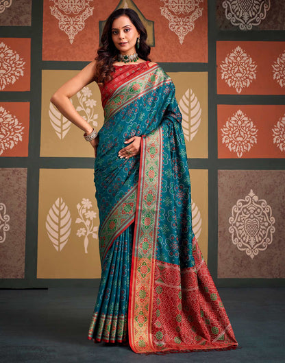 Rama Blue Silk Woven Patola Saree