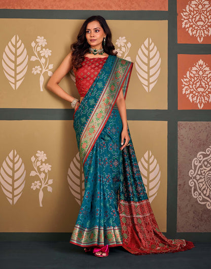 Rama Blue Silk Woven Patola Saree