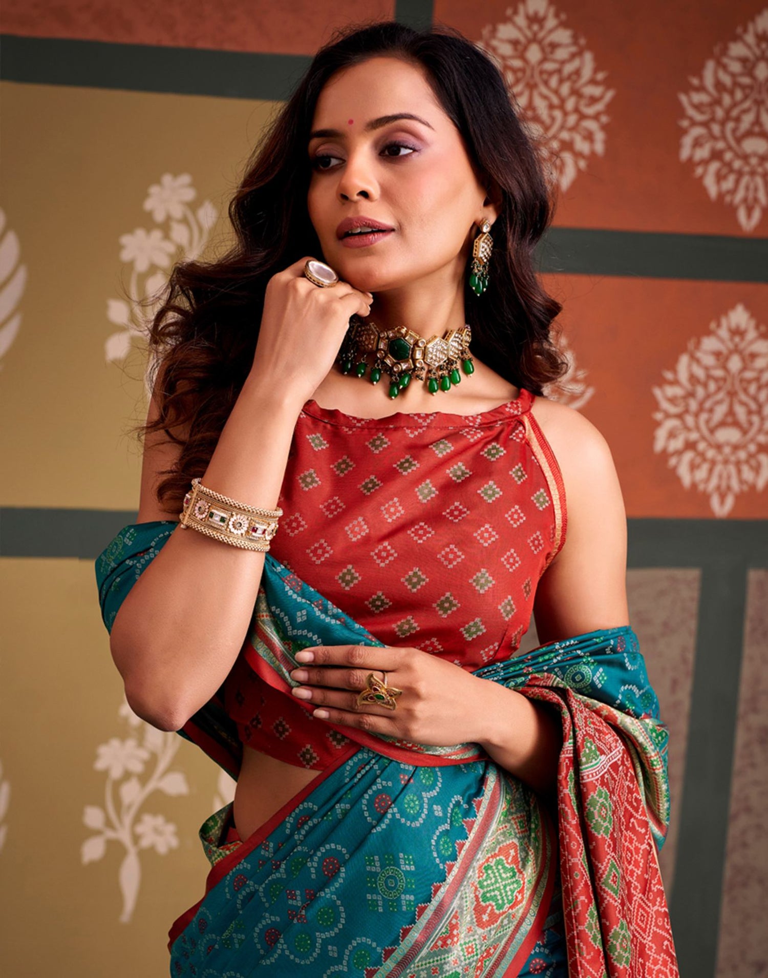 Rama Blue Silk Woven Patola Saree