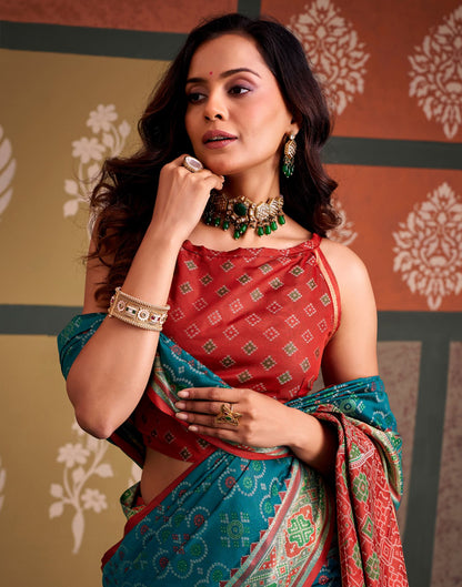 Rama Blue Silk Woven Patola Saree