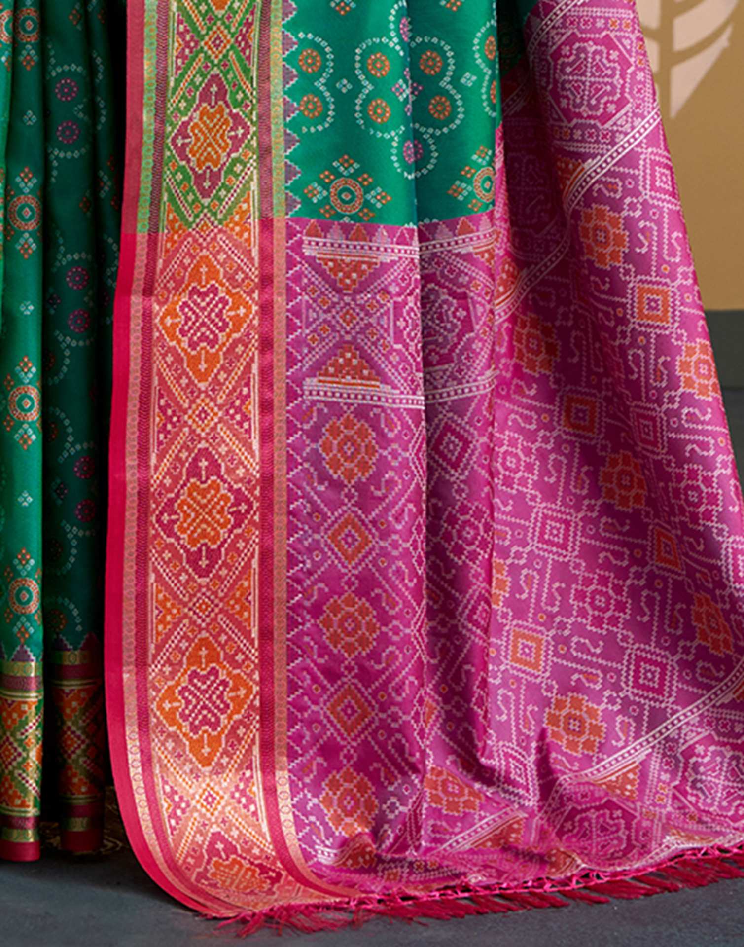 Teal Green Silk Woven Patola Saree