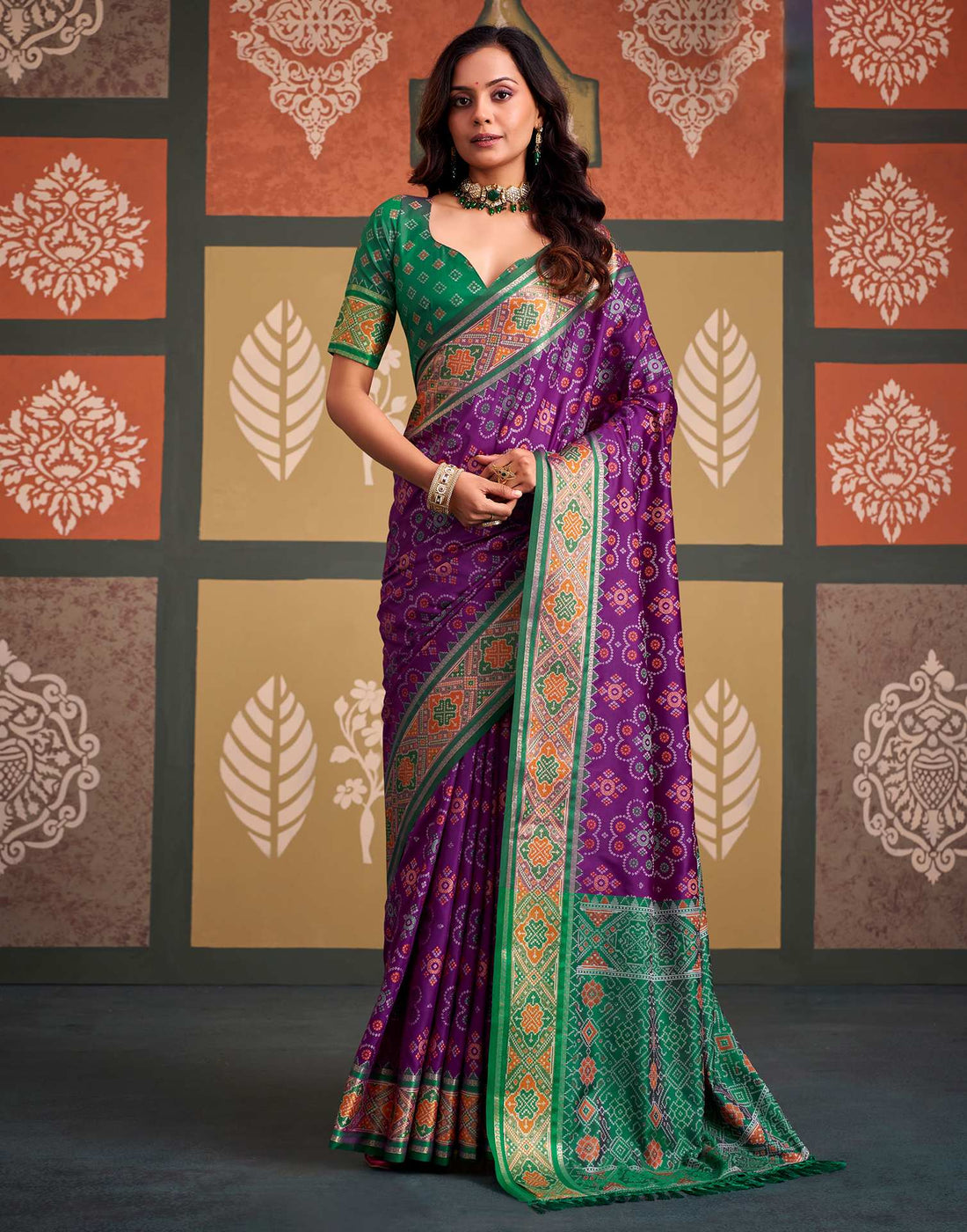 Purple Silk Woven Patola Saree