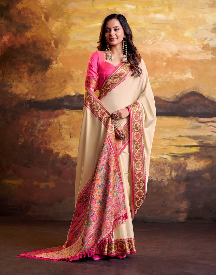 Beige Silk Woven Patola Saree