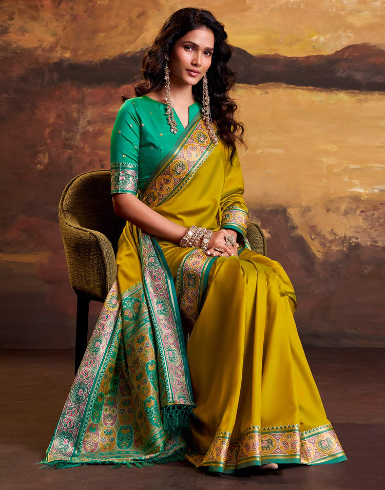 Mustard Yellow Silk Woven Patola Saree