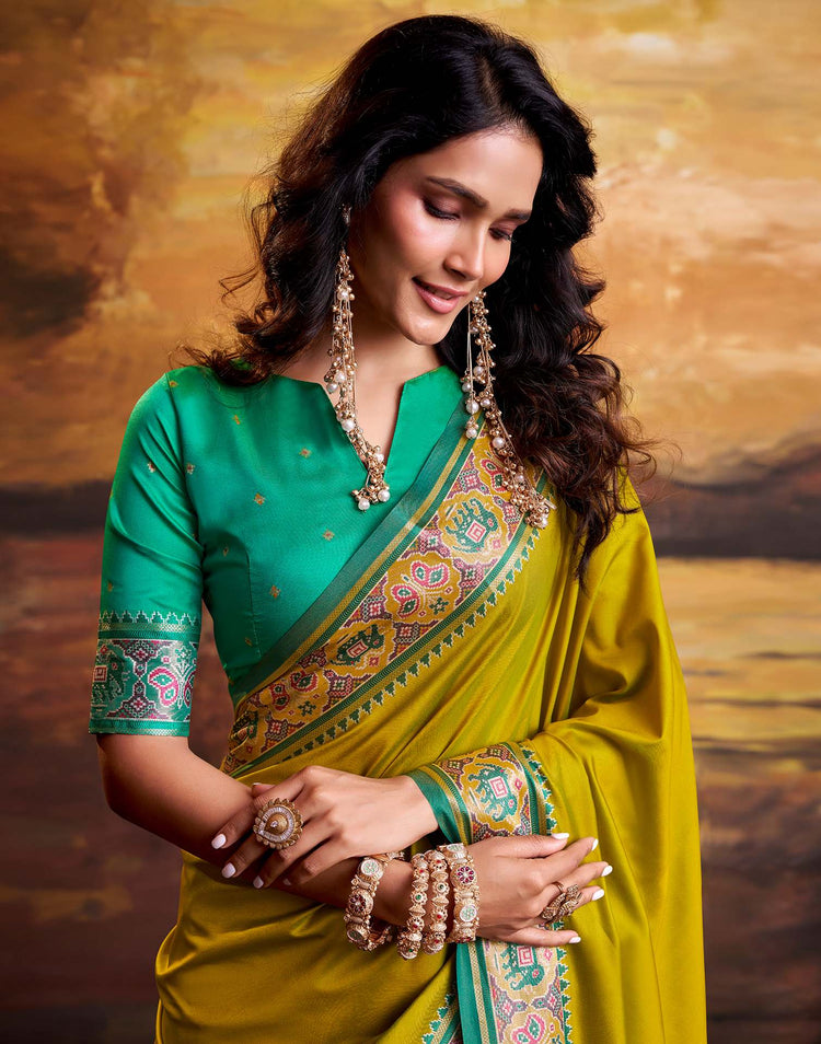 Mustard Yellow Silk Woven Patola Saree