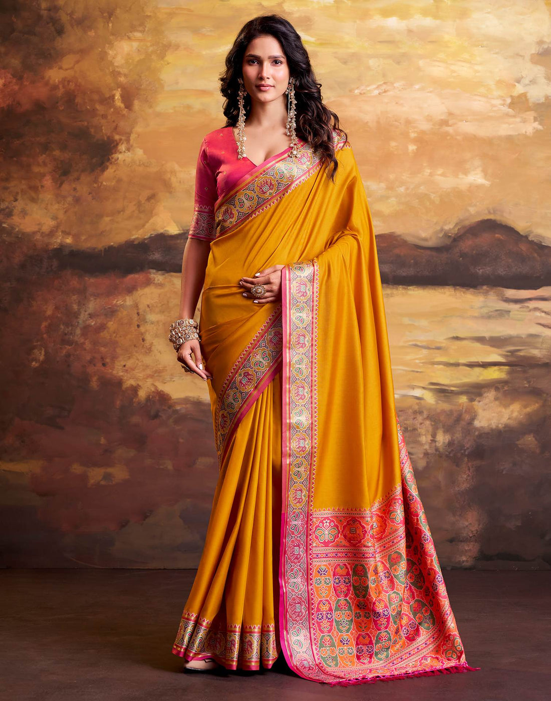 Orange Silk Woven Patola Saree