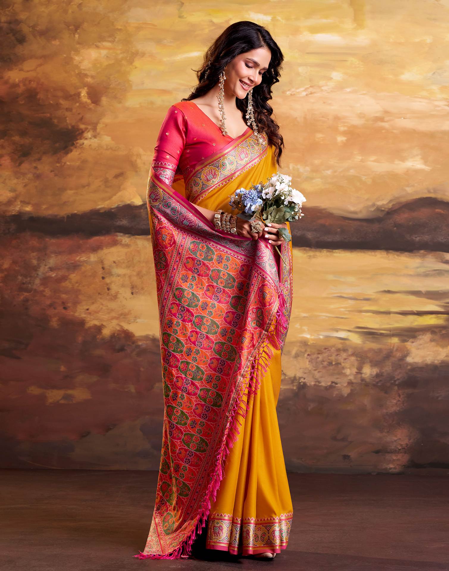 Orange Silk Woven Patola Saree