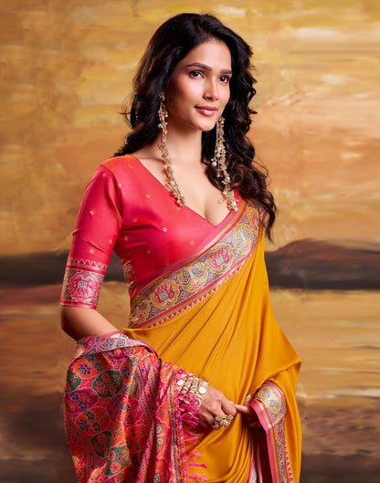 Orange Silk Woven Patola Saree