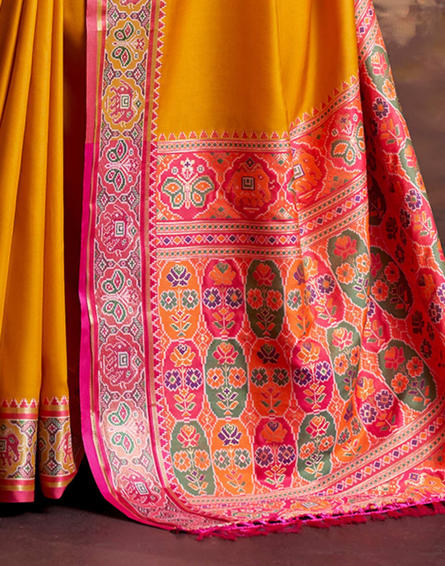 Orange Silk Woven Patola Saree