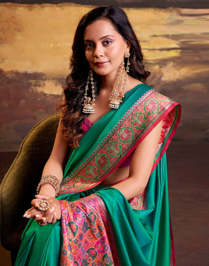 Teal Green Silk Woven Patola Saree