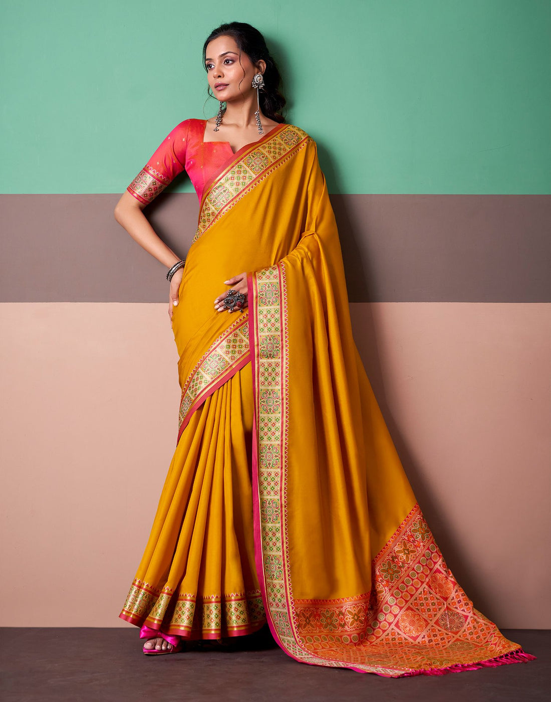 Orange Silk Woven Patola Saree