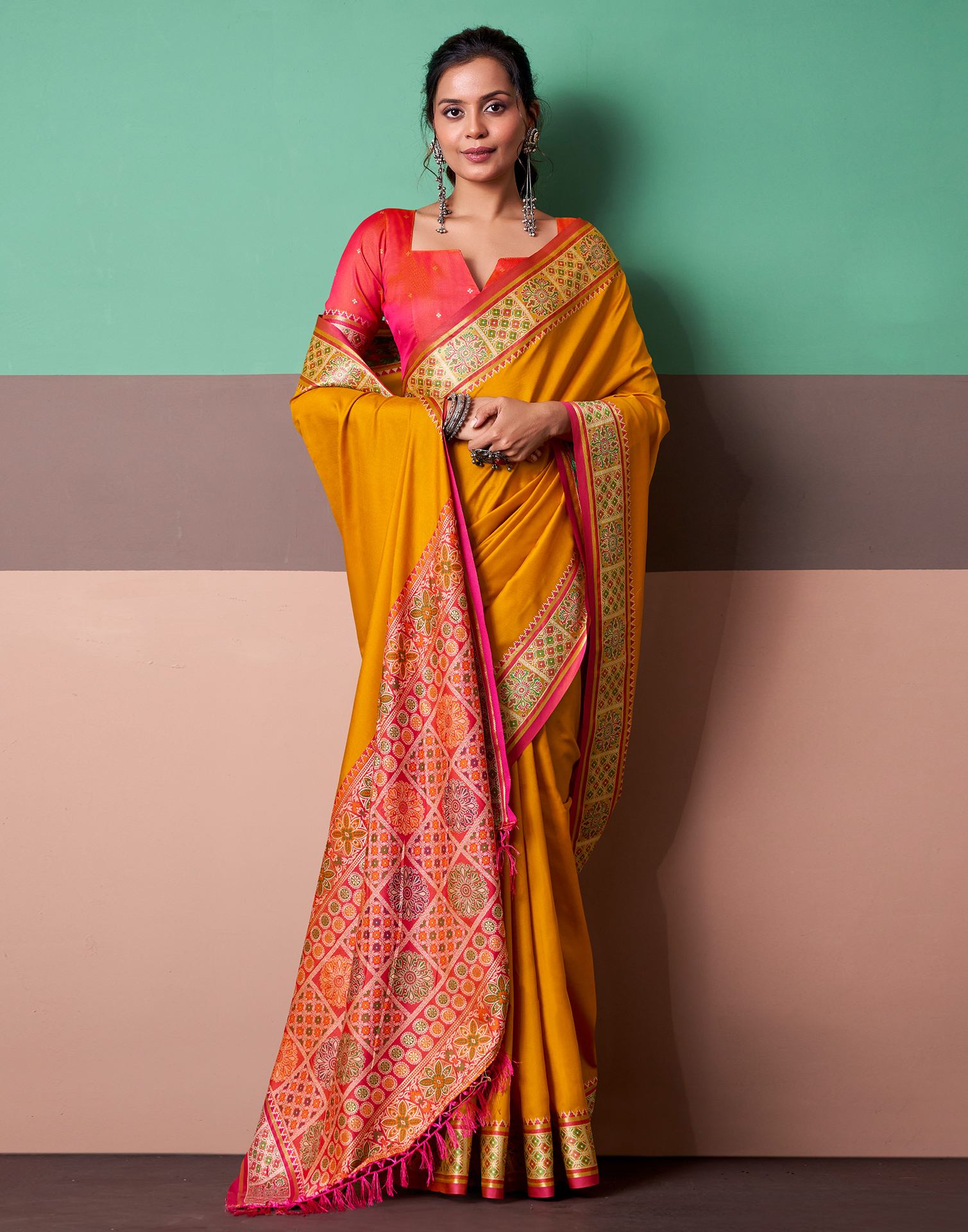Orange Silk Woven Patola Saree