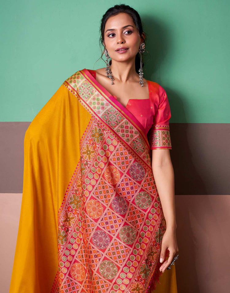 Orange Silk Woven Patola Saree