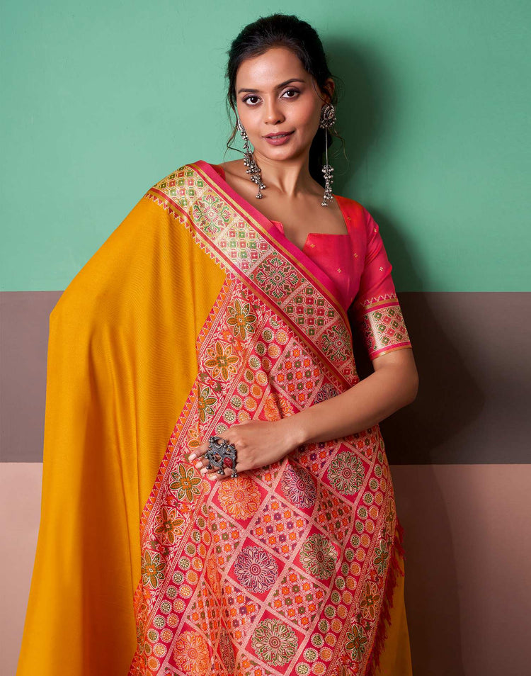 Orange Silk Woven Patola Saree