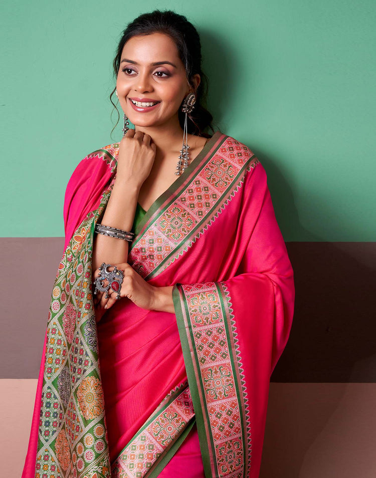 Dark Pink Silk Woven Patola Saree