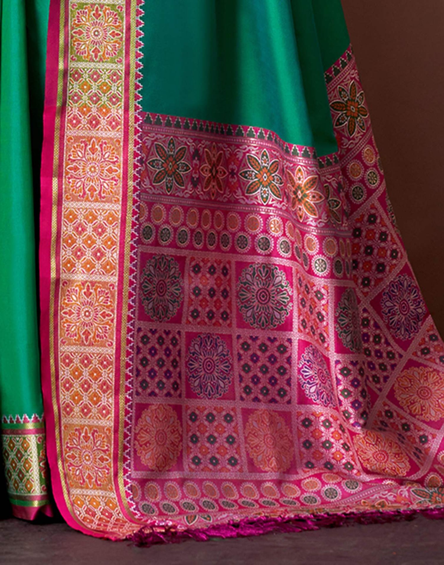 Teal Green Silk Woven Patola Saree