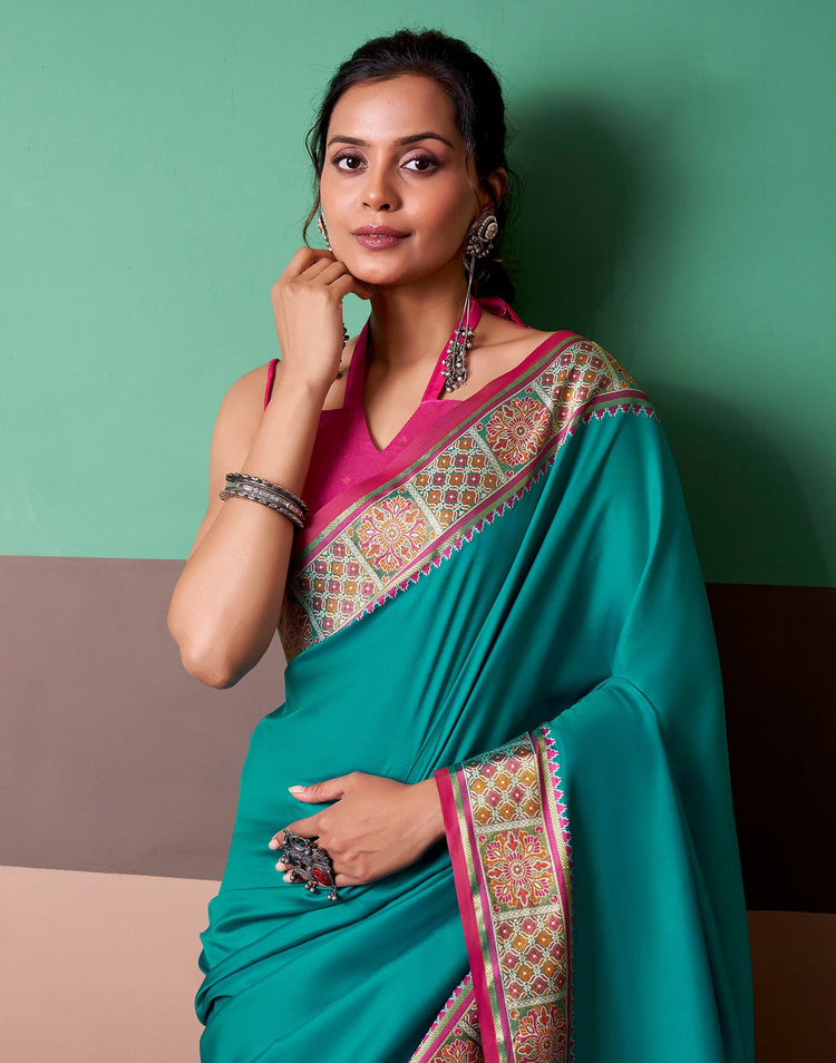 Teal Blue Silk Woven Patola Saree