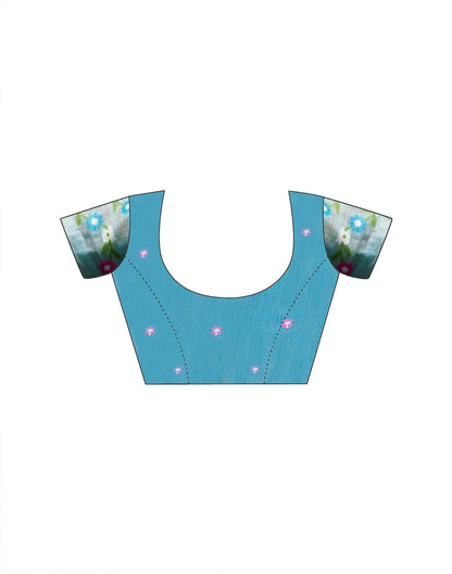 Light Blue Silk Printed Saree