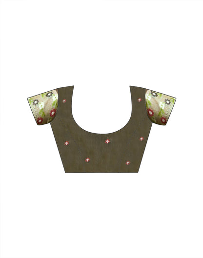 Light Olive Green Silk Printed Saree