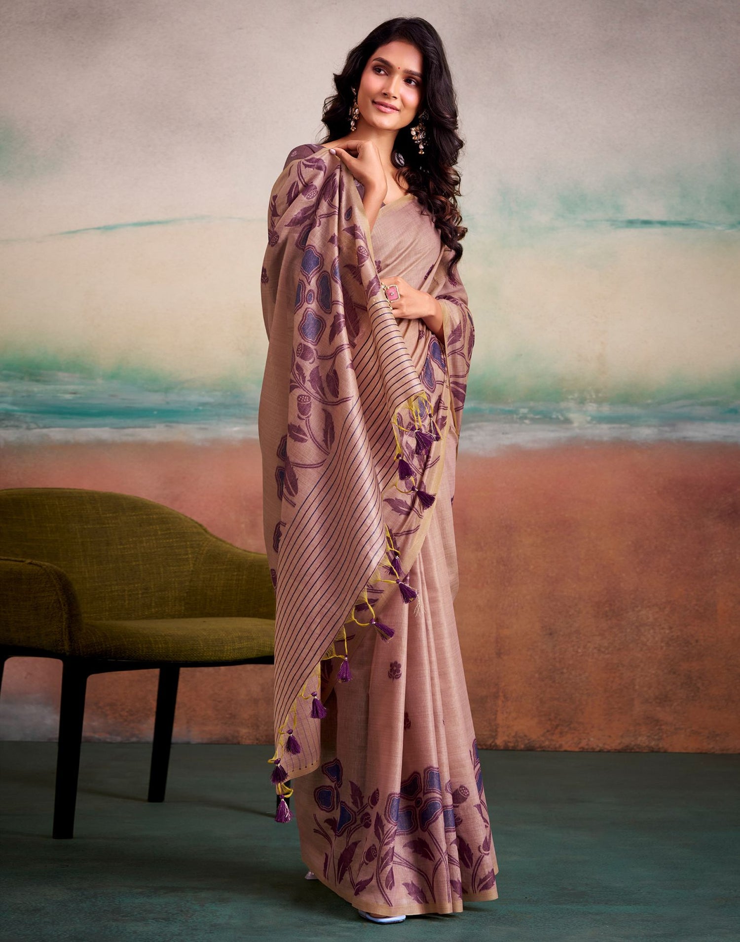 Light Mauve Silk Printed Saree