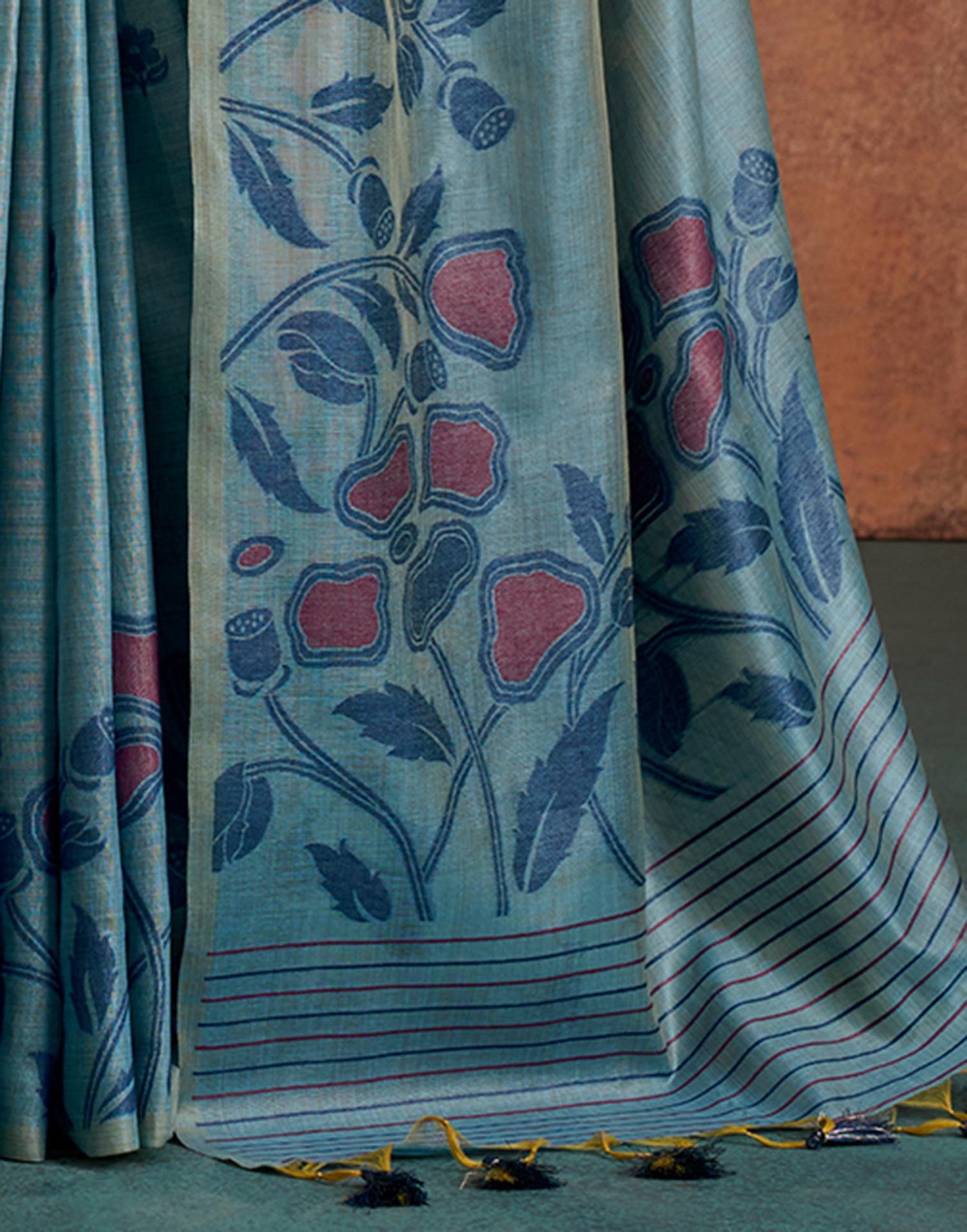 Grey Silk Printed Saree