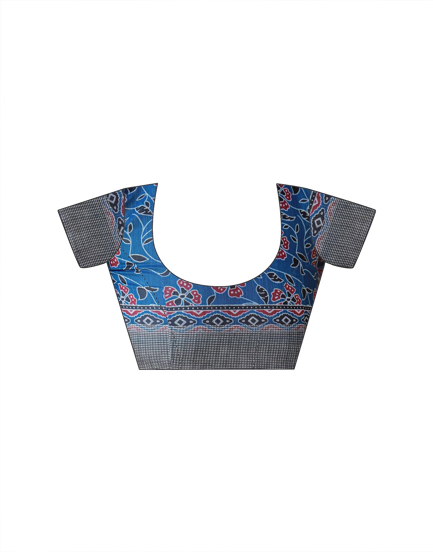 Ready To Wear Blue Linen Printed Embroidery Border Saree
