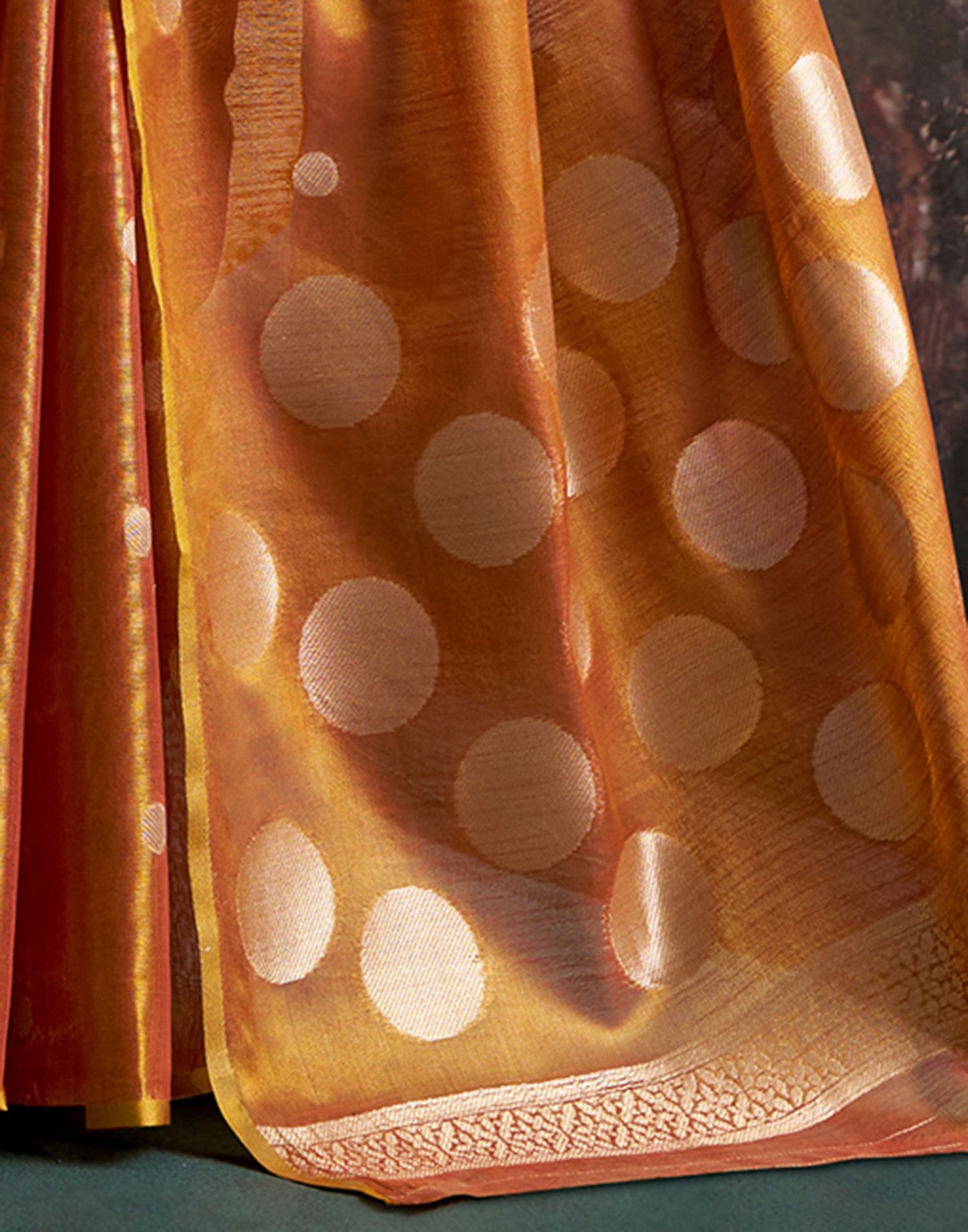 Copper Tissue Silk Woven Saree