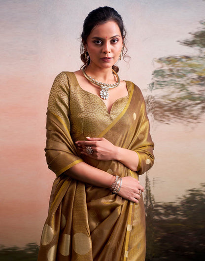Brown Tissue Silk Woven Saree