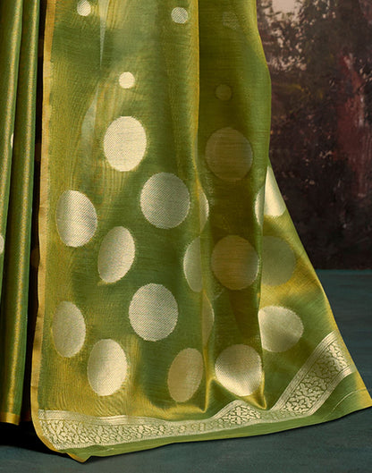 Moss Green Tissue Silk Woven Saree