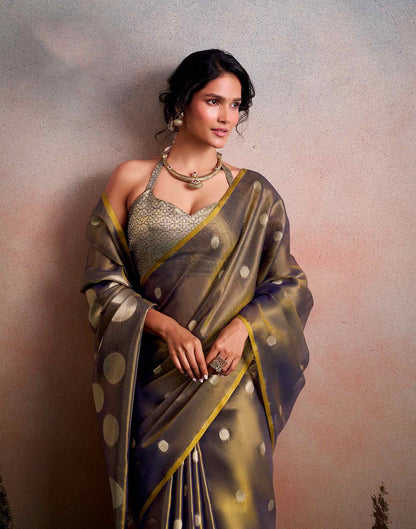 Grey Tissue Silk Woven Saree