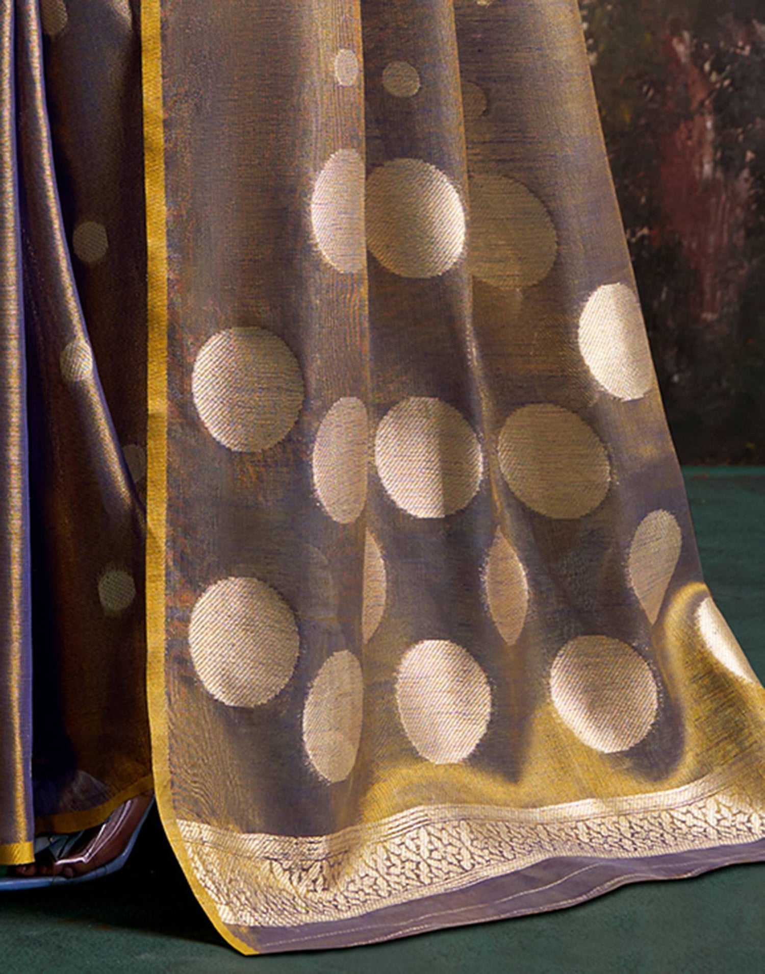 Grey Tissue Silk Woven Saree