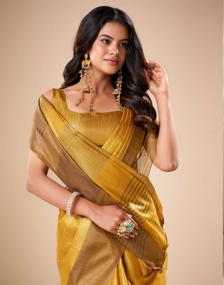Yellow Tissue Silk Woven Saree