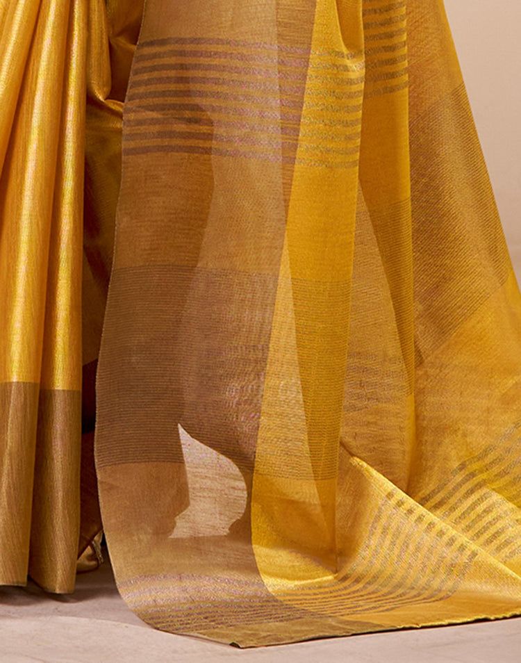 Yellow Tissue Silk Woven Saree