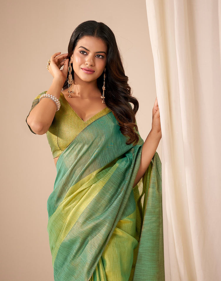 Pista Green Tissue Silk Woven Saree