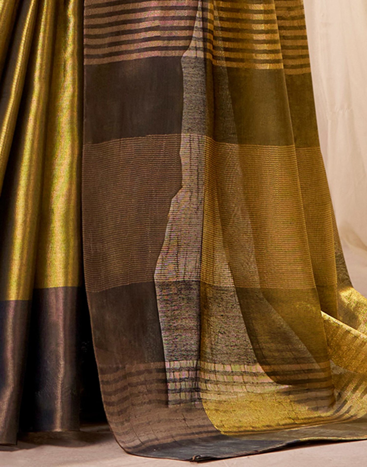 Dark Gold Tissue Silk Woven Saree