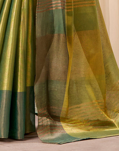 Parrot Green Tissue Silk Woven Saree