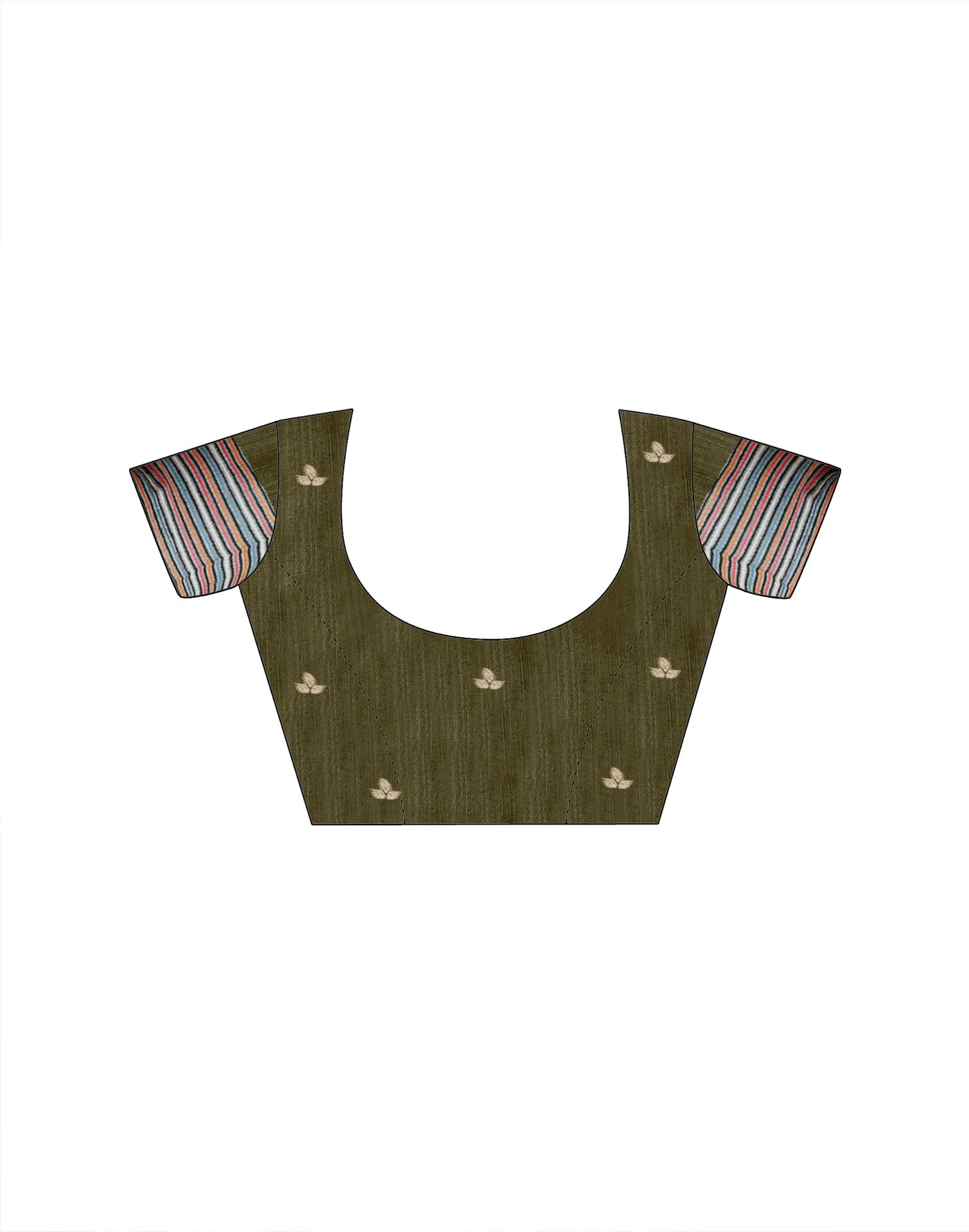 Beige Silk Woven Printed Saree