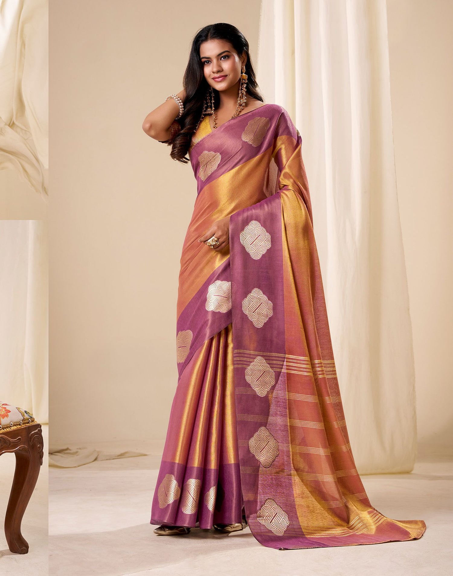 Gold Tissue Silk Woven Saree